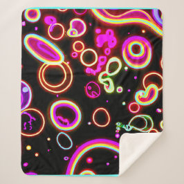 Manta Sherpa Patrón de brillo de neón vibrante