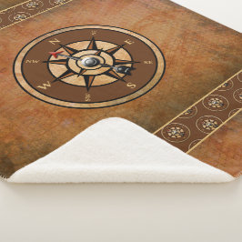 Manta Sherpa Patrón de brújula náutica marrón