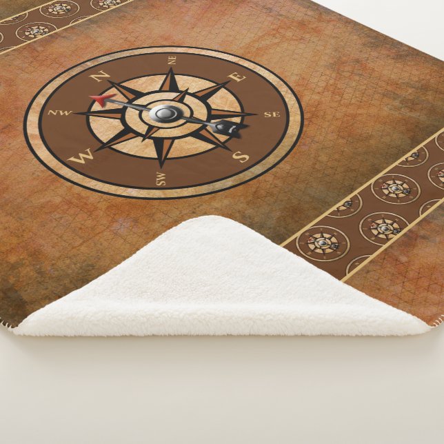 Manta Sherpa Patrón de brújula náutica marrón (3/4)