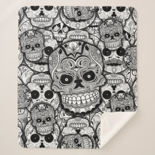 Manta Sherpa Patrón de calaveras azucareras