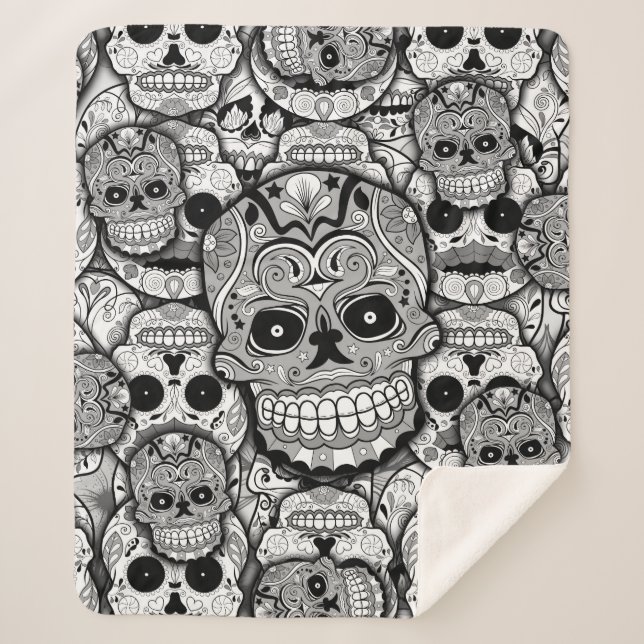 Manta Sherpa Patrón de calaveras azucareras (Anverso)