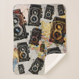 Manta Sherpa Patrón de cámara de viaje de vintage