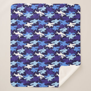 Manta Sherpa Patrón de camuflaje de tiburones azules