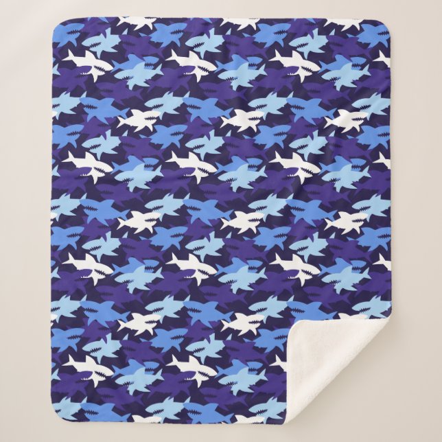 Manta Sherpa Patrón de camuflaje de tiburones azules (Anverso)