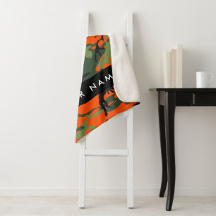 Manta Sherpa Patrón de camuflaje naranja, tu nombre, personaliz