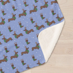 Manta Sherpa Patrón de canto de reno de Dachshund