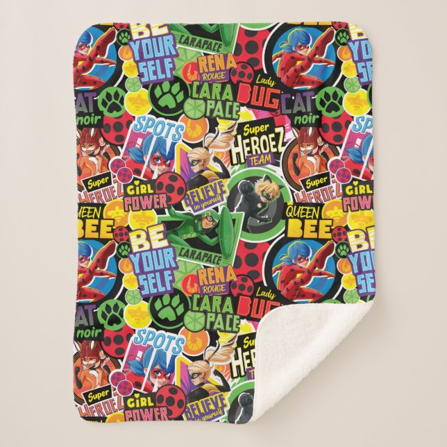 Manta Sherpa Patrón de caracteres milagrosos de superhéroes (Anverso)