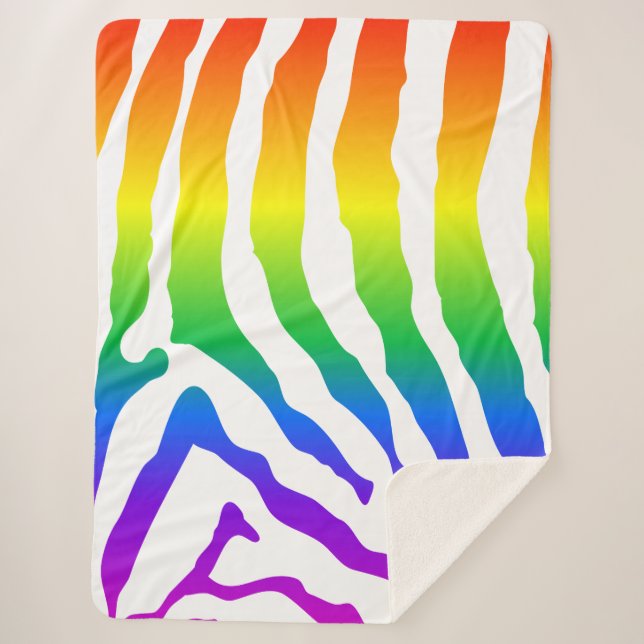 Manta Sherpa Patrón de cebra arco iris (Anverso)