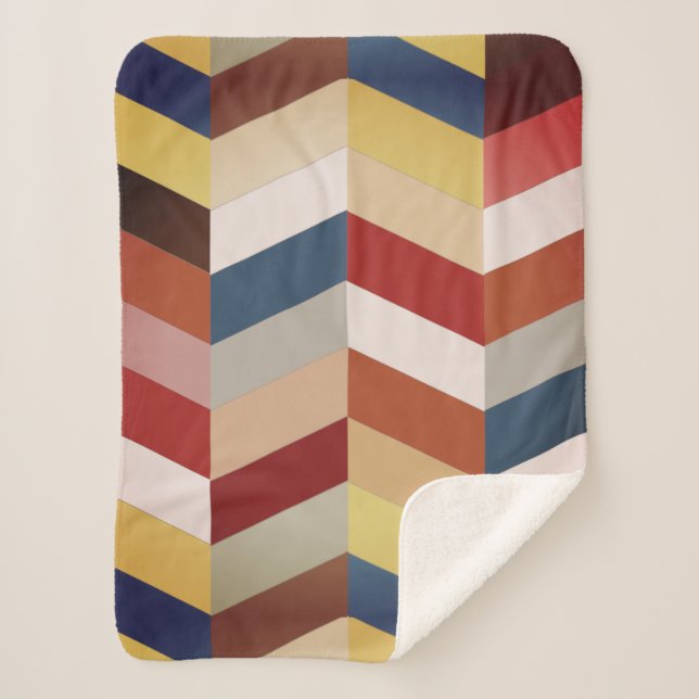 Manta Sherpa Patrón De Chevron De Color Terrestre (Anverso)