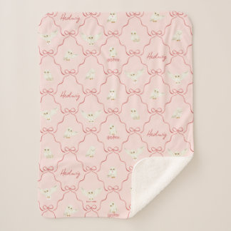 Manta Sherpa Patrón de cinta rosa Hedwig