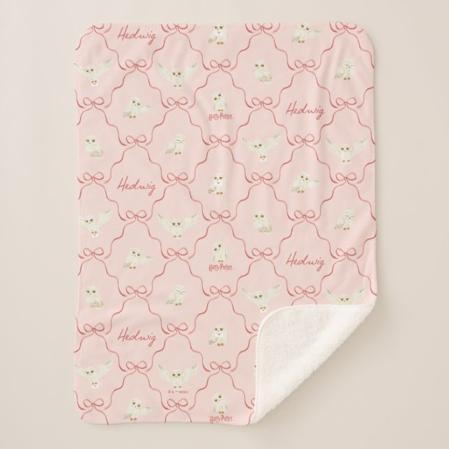 Manta Sherpa Patrón de cinta rosa Hedwig (Anverso)