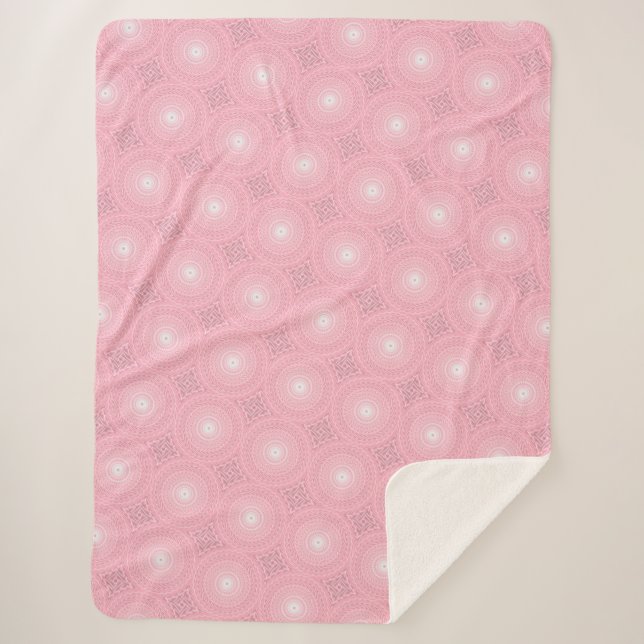 Manta Sherpa Patrón de círculos rosados (Anverso)