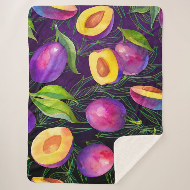 Manta Sherpa Patrón de ciruela púrpura (Anverso)