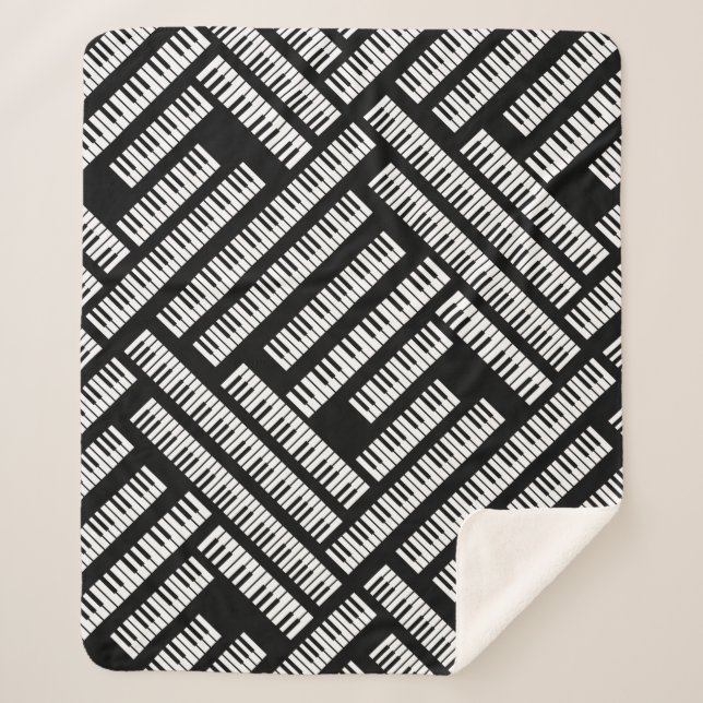 Manta Sherpa Patrón de claves de piano (Anverso)