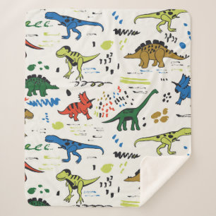 Manta Sherpa patrón de color gráfico de los dinosaurios diverti