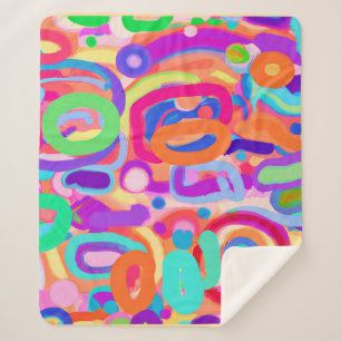 Manta Sherpa Patrón de colores vivos brillantes