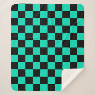 Manta Sherpa Patrón de comprobación de negro verde