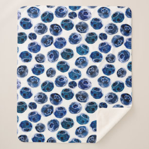 Manta Sherpa Patrón de conjunto de arándano azul ilustrado con