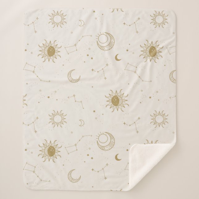 Manta Sherpa Patrón de constelación de estilo vintage (Anverso)