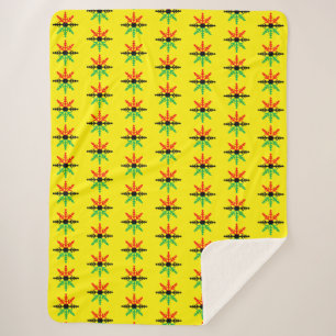 Manta Sherpa Patrón de copos de nieve amarillo verde rojo negro