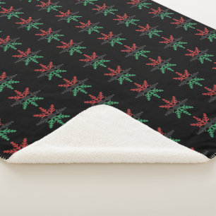 Manta Sherpa Patrón de copos de nieve verde negro rojo Kwanzaa