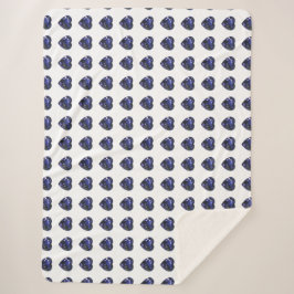 Manta Sherpa Patrón de corazón azul