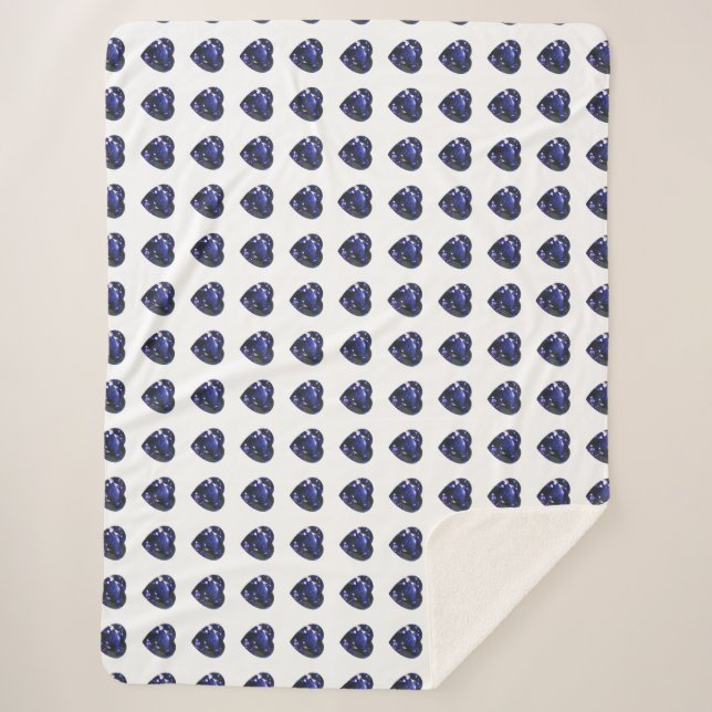 Manta Sherpa Patrón de corazón azul (Anverso)