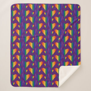 Manta Sherpa Patrón de corazones arco iris