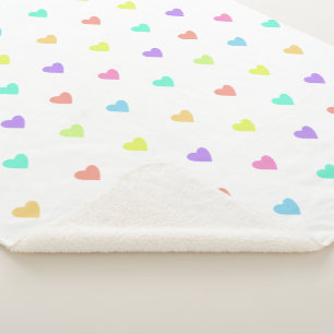 Manta Sherpa Patrón de Corazones Arcoiris de Pastel Cute Pastel