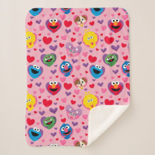 Manta Sherpa Patrón de corazones de San Valentín de Plaza Sésam