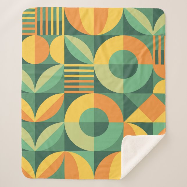 Manta Sherpa Patrón de cosecha geométrica abstracta en Escandin (Anverso)