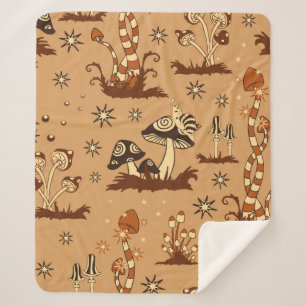 Manta Sherpa Patrón de cosecha sin soldadura con hongos marrone