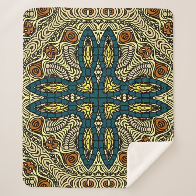 Manta Sherpa Patrón de cosecha sin soldadura en estilo oriental (Anverso)