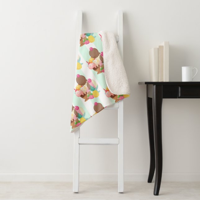 Manta Sherpa Patrón de crema de hielo cúbico (In situ)