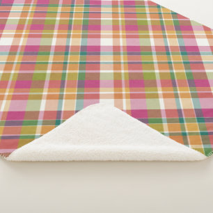 Manta Sherpa Patrón de cuadrados de tartán de plástico retro