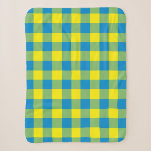 Manta Sherpa Patrón de Cuadro Escocés Azul Amarillo Verde