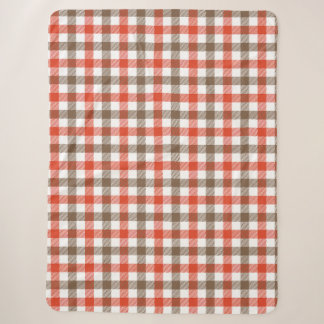 Manta Sherpa Patrón de cuadros gingham naranja y marrón de otoñ