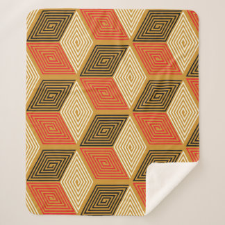 Manta Sherpa Patrón de cubo de vintage de oro rojo