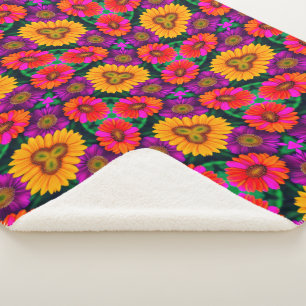 Manta Sherpa Patrón de Daisy Bouquet colorido