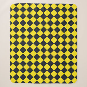 Manta Sherpa Patrón de diamante amarillo negro de cheques