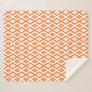 Manta Sherpa Patrón de diamante blanco y naranja