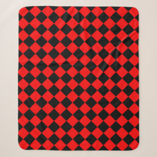 Manta Sherpa Patrón de diamante de cuadros rojos y negros