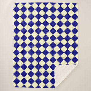 Manta Sherpa Patrón de diamante de verificador azul amarillo