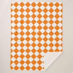 Manta Sherpa Patrón de diamante del verificador blanco naranja