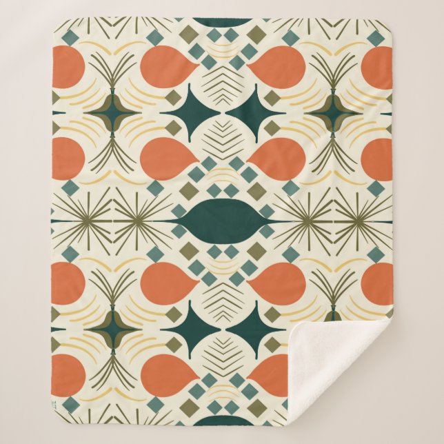 Manta Sherpa Patrón de diamante geométrico colorido Boho (Anverso)