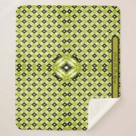 Manta Sherpa Patrón de diamante negro, verde y blanco