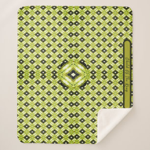 Manta Sherpa Patrón de diamante negro, verde y blanco