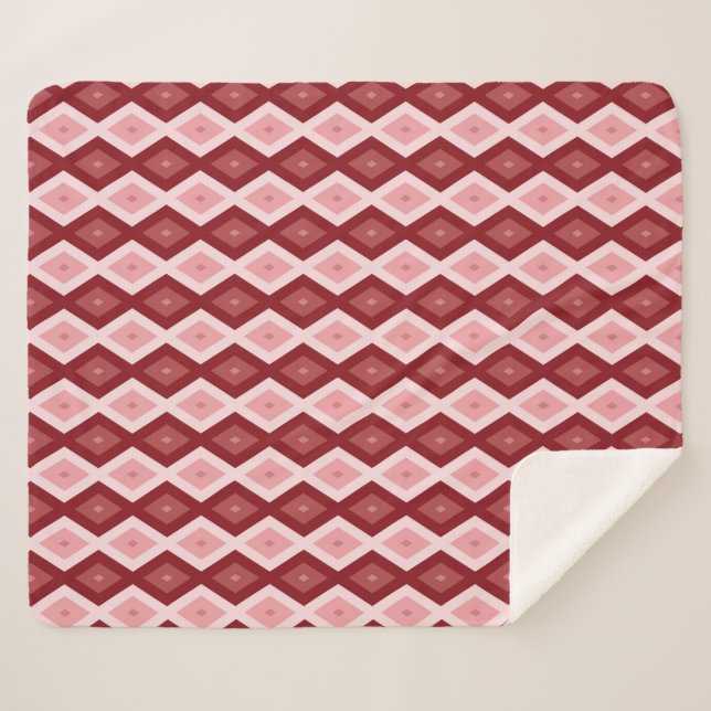 Manta Sherpa Patrón de diamante rojo (Anverso (horizontal))