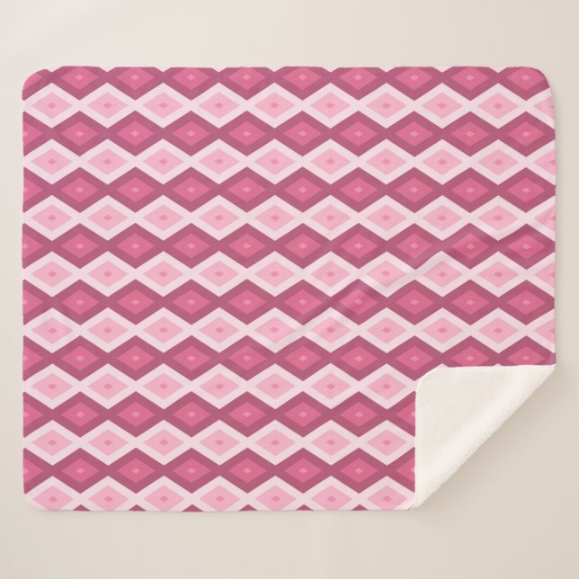 Manta Sherpa Patrón de diamante rosa (Anverso (horizontal))