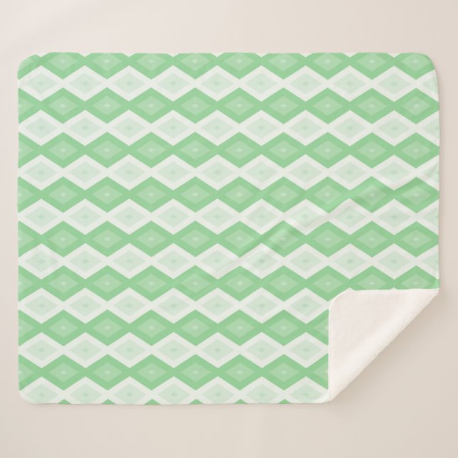 Manta Sherpa Patrón de diamante verde de Apple (Anverso (horizontal))